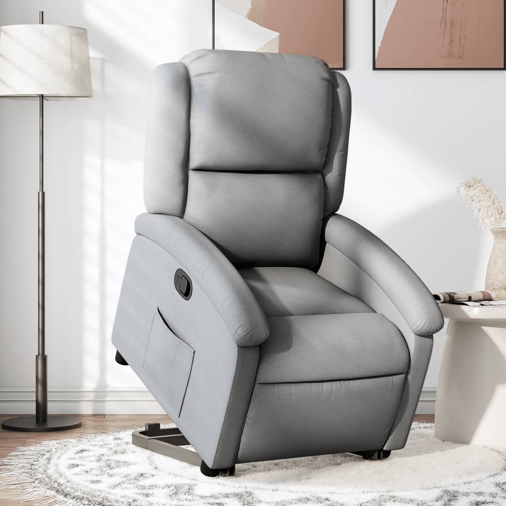 Levně vidaXL Zvedací polohovací křeslo světle šedé textil