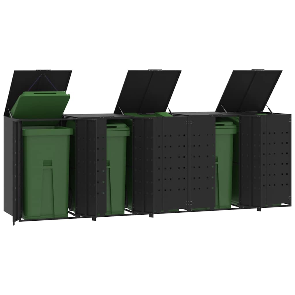Levně vidaXL Box na 5 popelnic černý 345 x 79 x 117 cm ocel