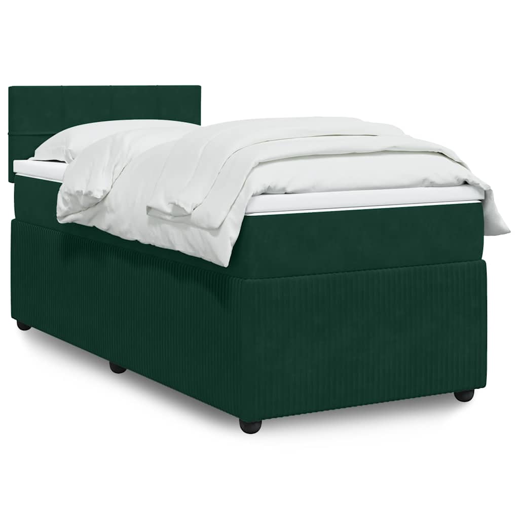 Levně vidaXL Box spring postel s matrací tmavě zelená 80 x 200 cm samet