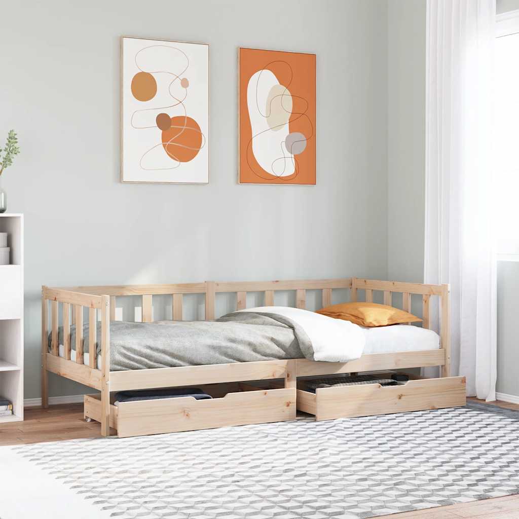 Levně vidaXL Válenda se zásuvkami 90 x 190 cm masivní borovice