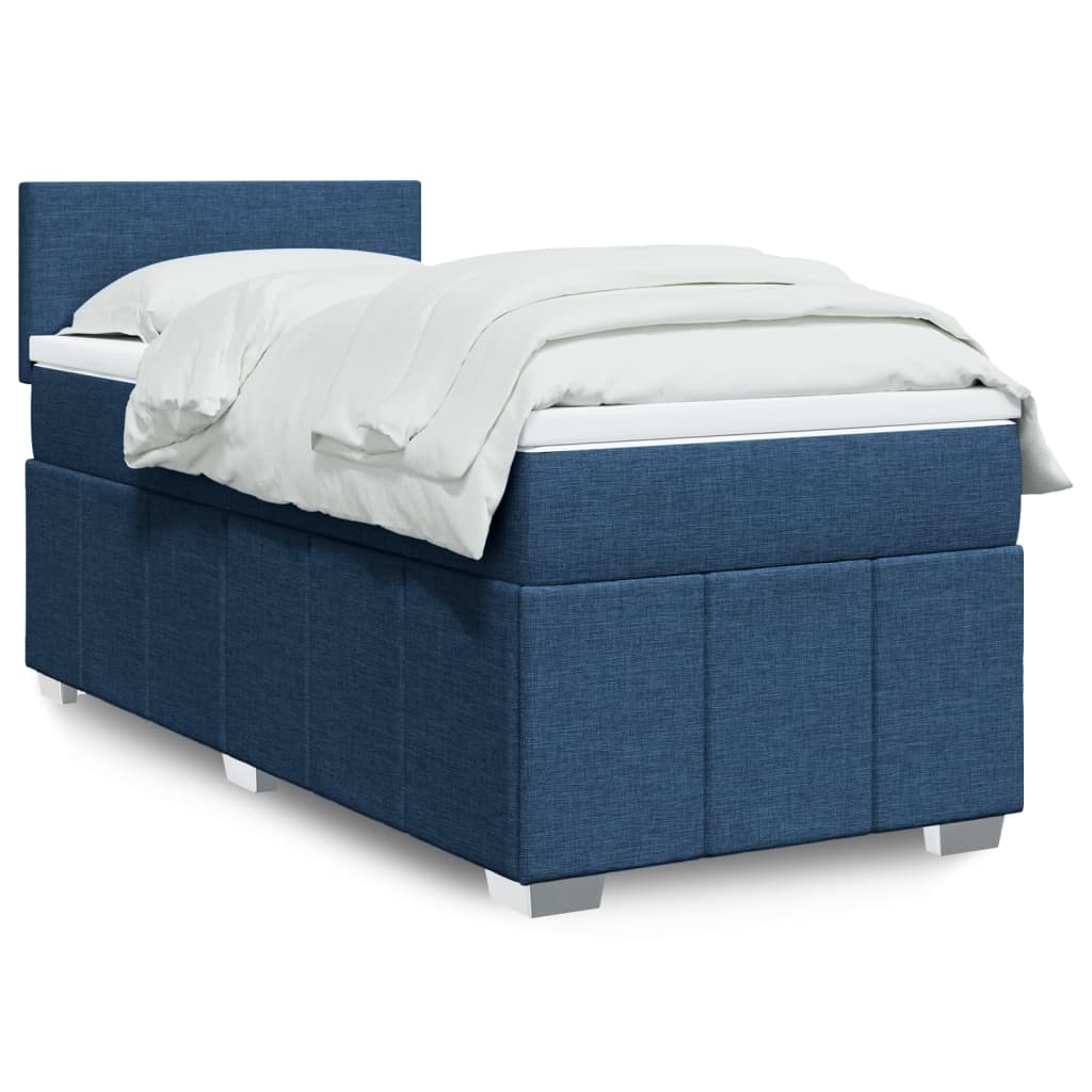 Levně vidaXL Box spring postel s matrací modrá 90x200 cm textil