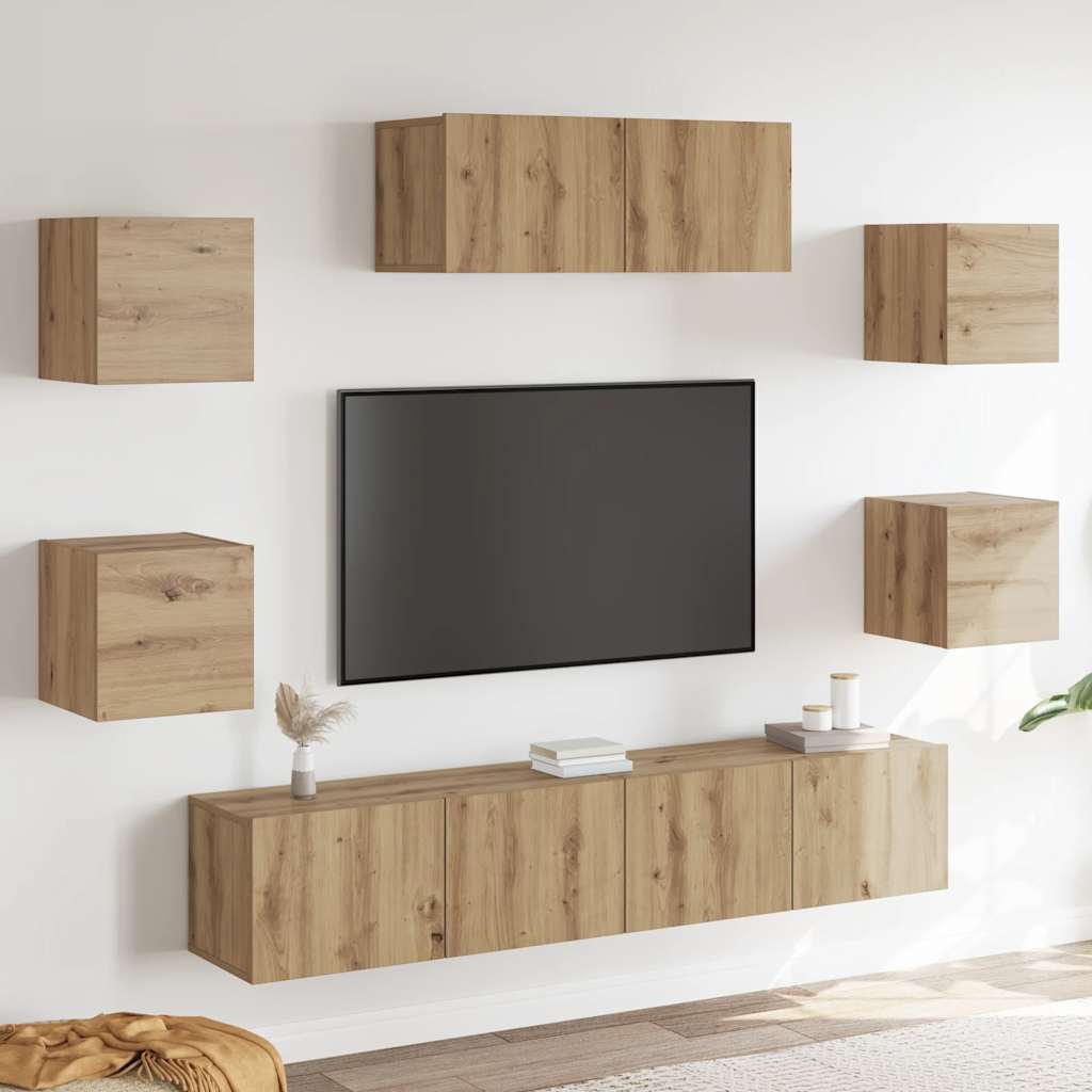 Levně vidaXL Sada 5 kusů nástěnné TV skříňka dub artisan