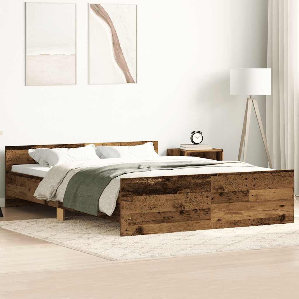 Levně vidaXL Rám postele bez matrace Staré dřevo 135x190cm Technické dřevo