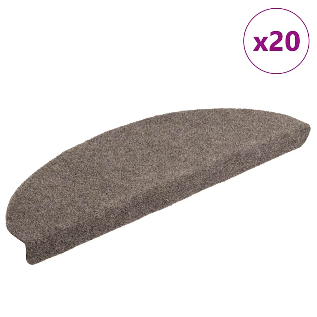 Levně vidaXL Schodové rohože samolepicí 20 ks 65 x 21 x 4 cm béžové, půlkulaté, velké