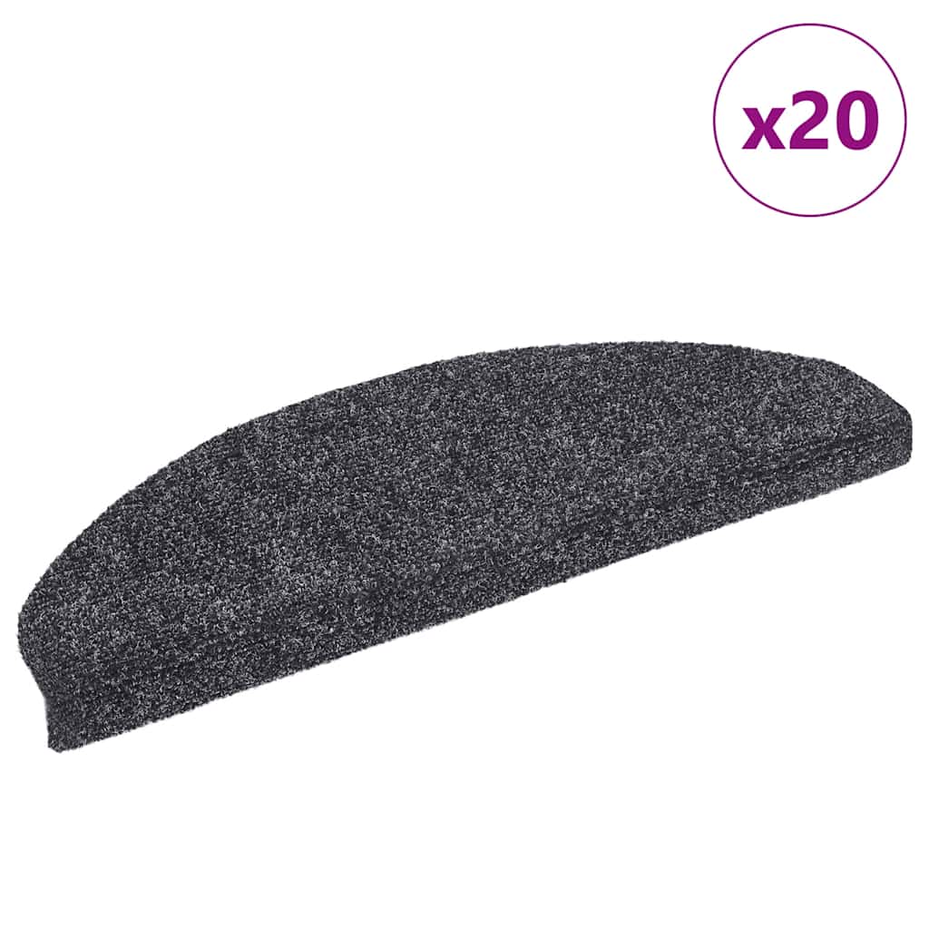 Levně vidaXL Schodové rohože samolepicí 20 ks 65 x 21 x 4 cm tmavě šedé, půlkulaté, velké