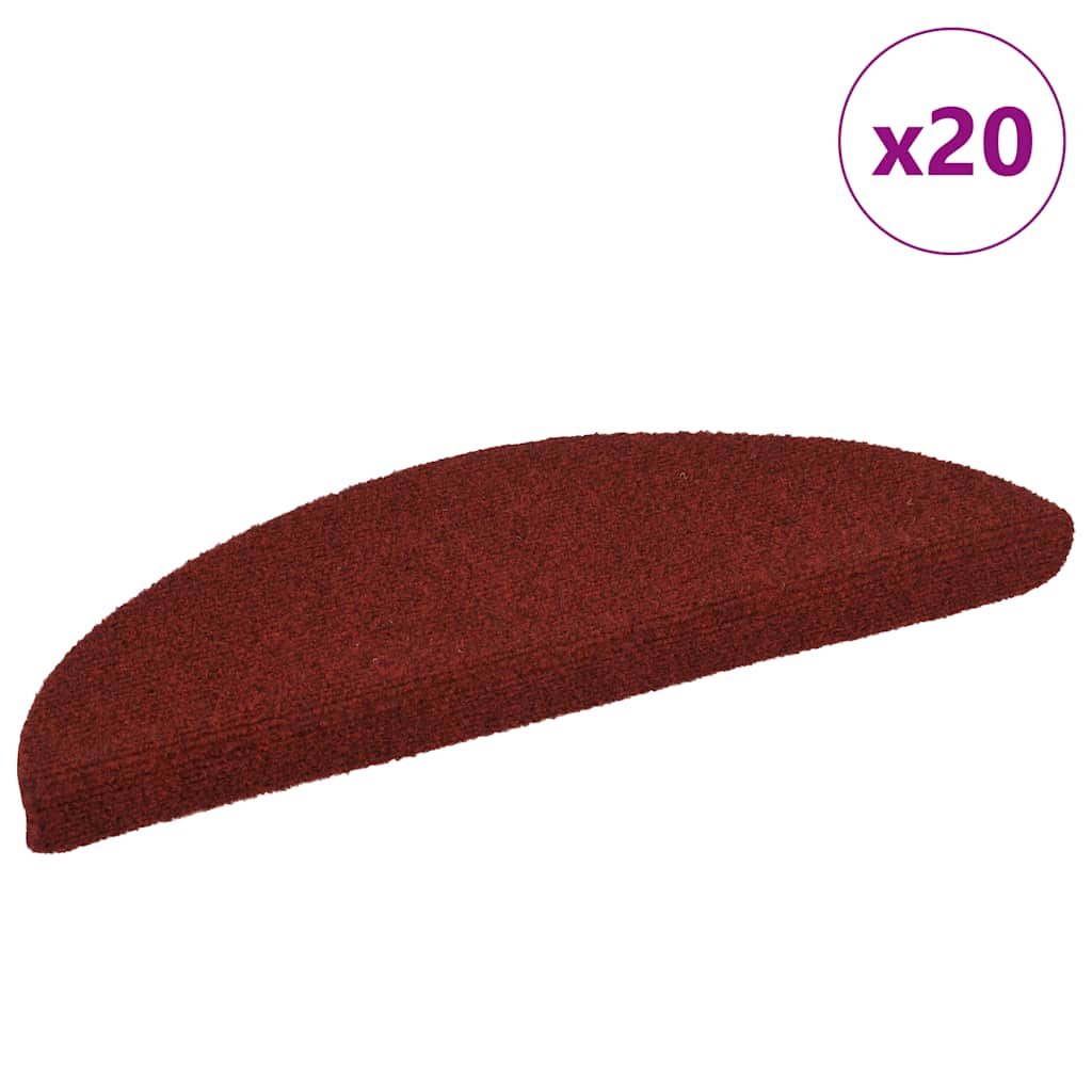 Levně vidaXL Schodové rohože samolepicí 20 ks 56 x 17 x 3 cm vínově červené půlkulaté