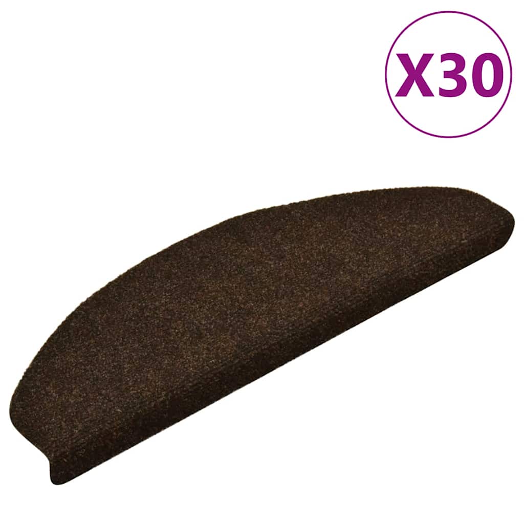 Levně vidaXL Schodové rohože samolepicí 30 ks 65 x 21 x 4 cm hnědé, půlkulaté, velké