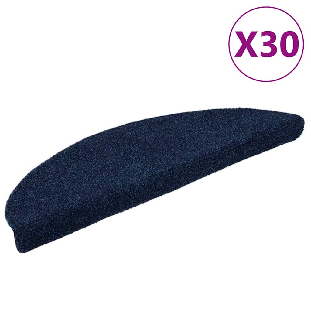 Levně vidaXL Schodové rohože samolepicí 30 ks 56 x 17 x 3 cm tmavě modré půlkulaté