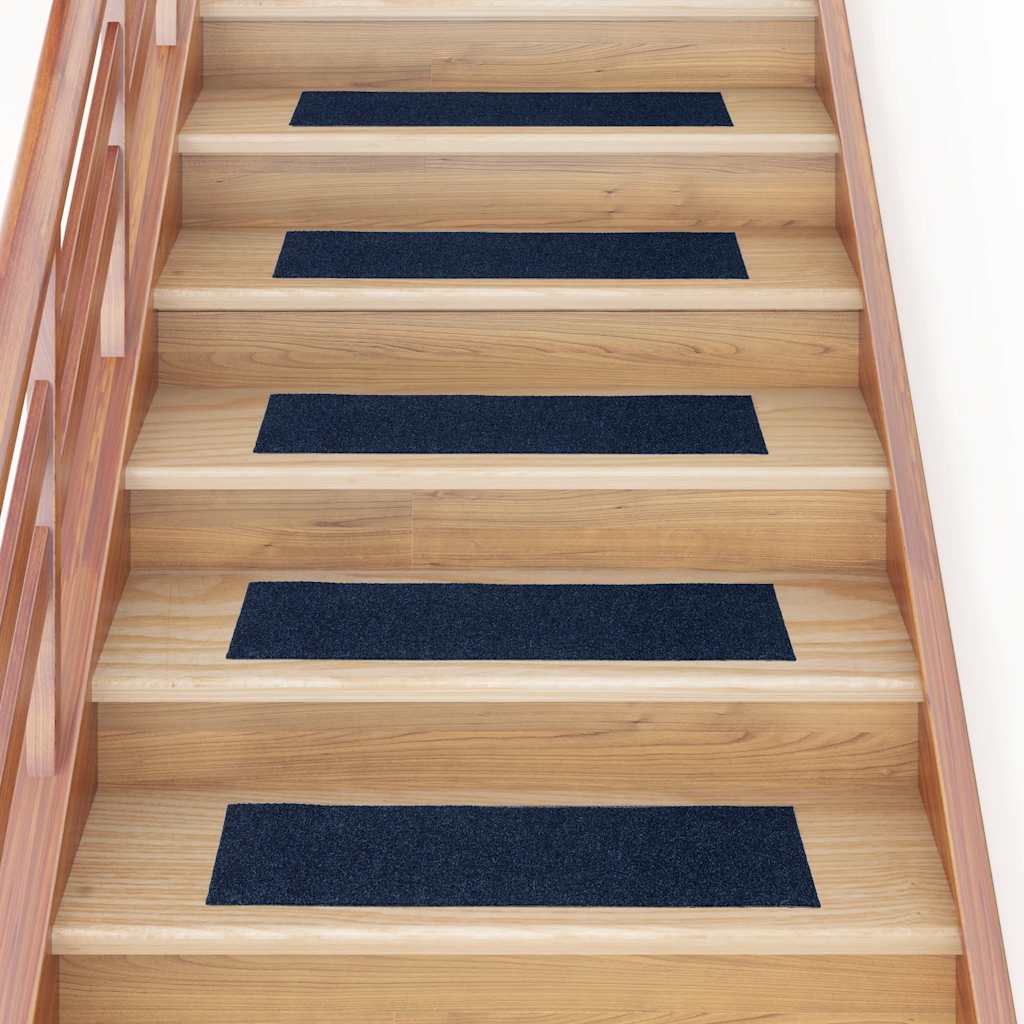 Levně vidaXL Schodové rohože samolepicí 30 ks 76 x 20 cm tmavě modré obdélníkové