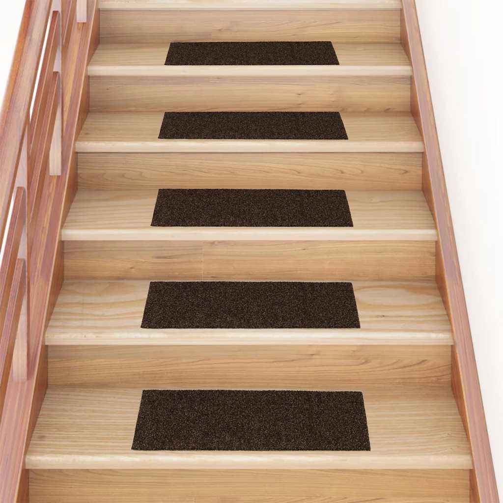 Levně vidaXL Schodové rohože samolepicí 30 ks 60 x 25 cm hnědé obdélníkové
