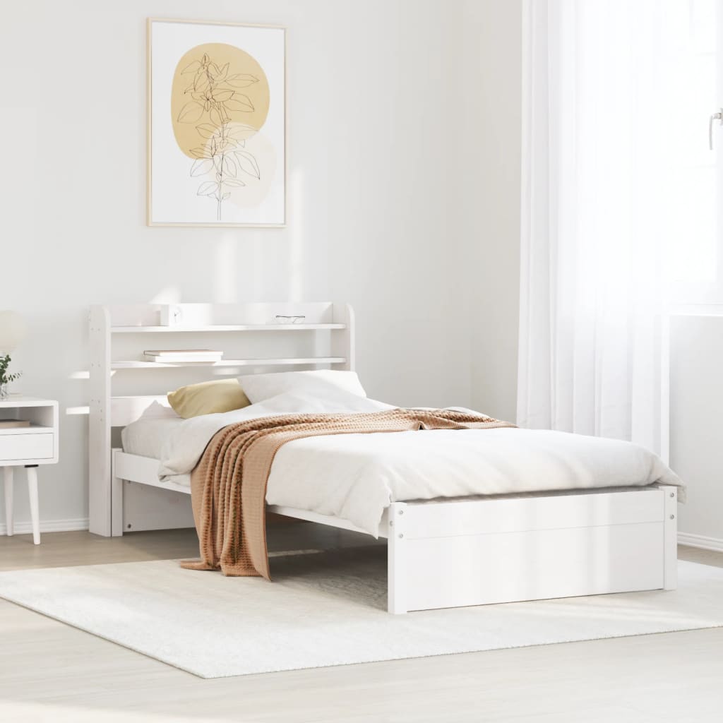 Levně vidaXL Rám postele s čelem bílý 75 x 190 cm masivní borovice