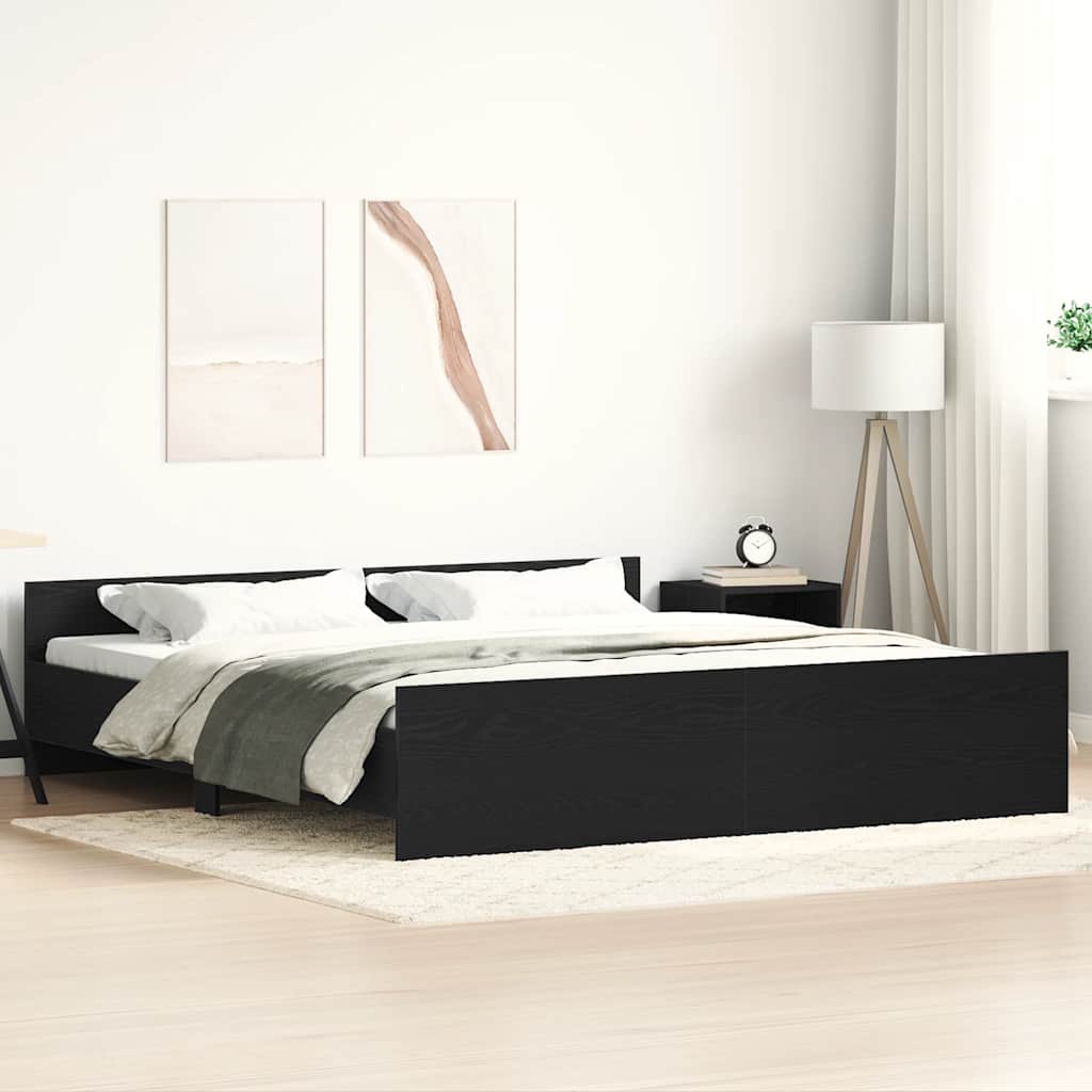 Levně vidaXL Rám postele bez matrace černý dub 200x200 cm kompozitní dřevo