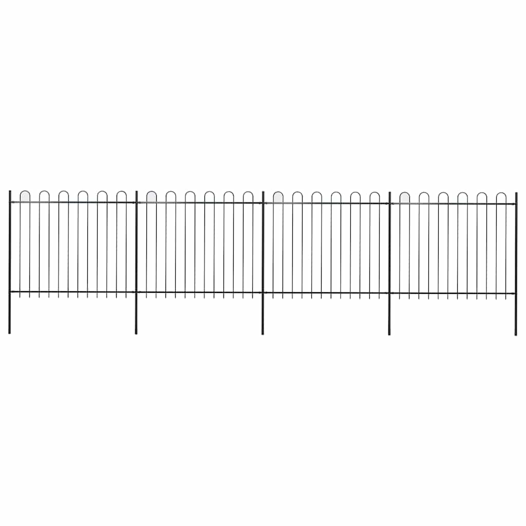 Levně vidaXL Zahradní plot s obloukem nahoře ocelový 714,5 x 150 cm černý