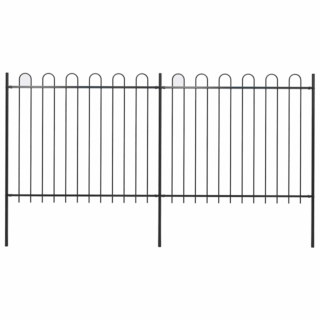 Levně vidaXL Zahradní plot s obloukem nahoře ocelový 359 x 150 cm černý