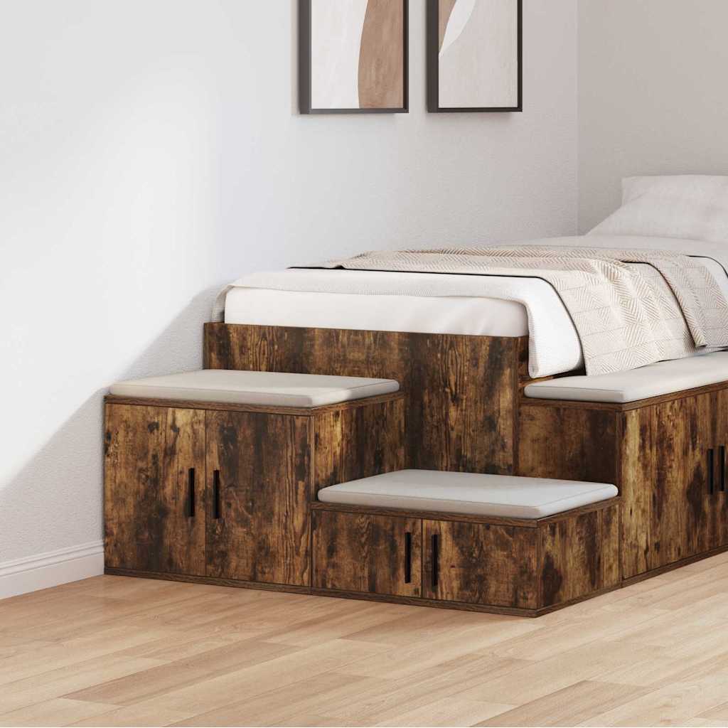 Levně vidaXL Úložná skříňka 2 pcs Kouřový dub 127 x 41 x 40 cm