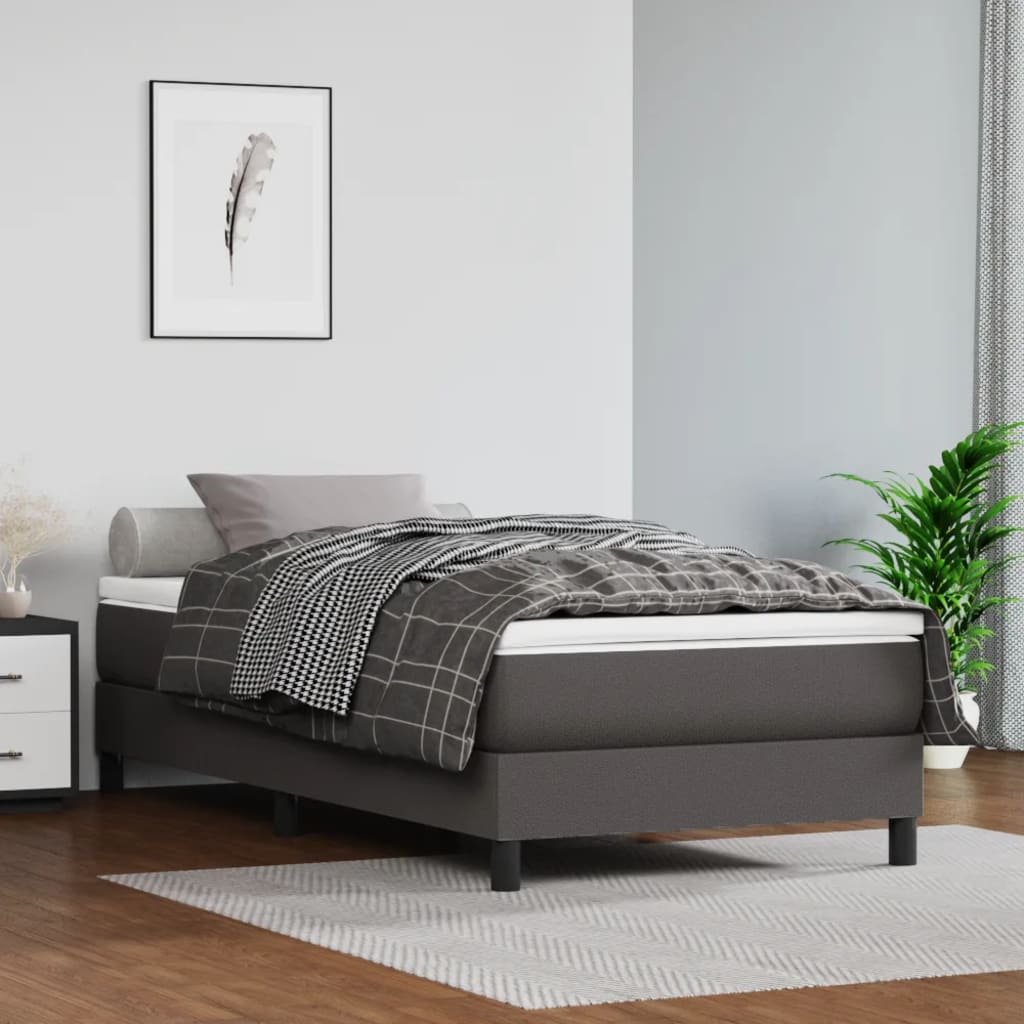 Levně vidaXL Taštičková matrace střední tvrdost šedá 100 x 200 x 20 cm umělá kůže
