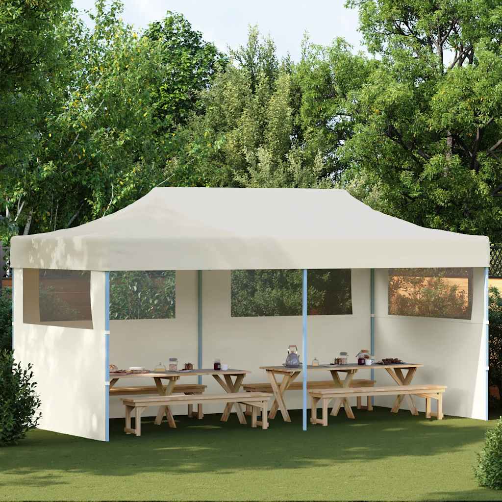 Levně vidaXL Krémový skládací nůžkový party stan 3 x 6 m