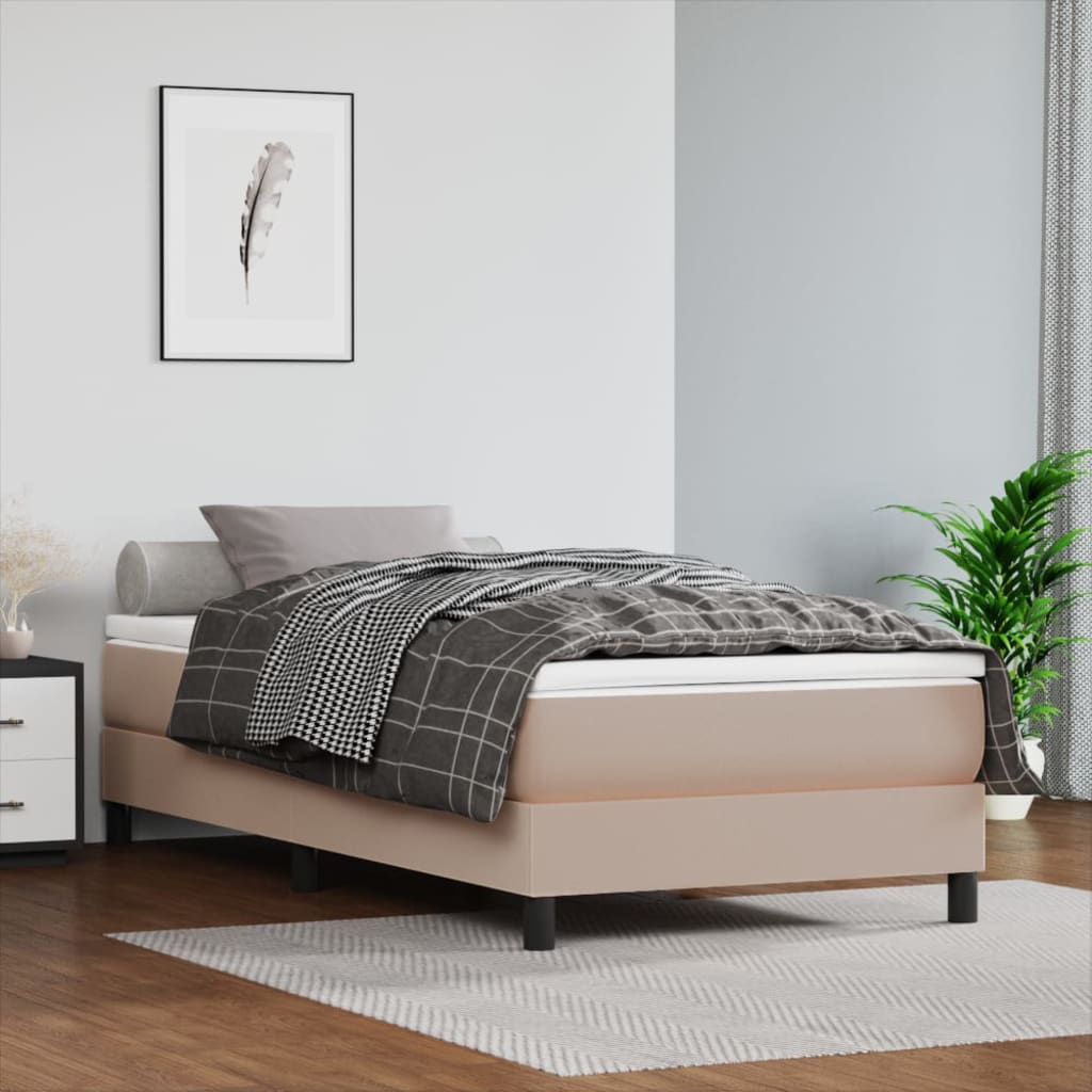Levně vidaXL Taštičková matrace střední tvrdost cappuccino 90 x 190 x 20 cm umělá kůže