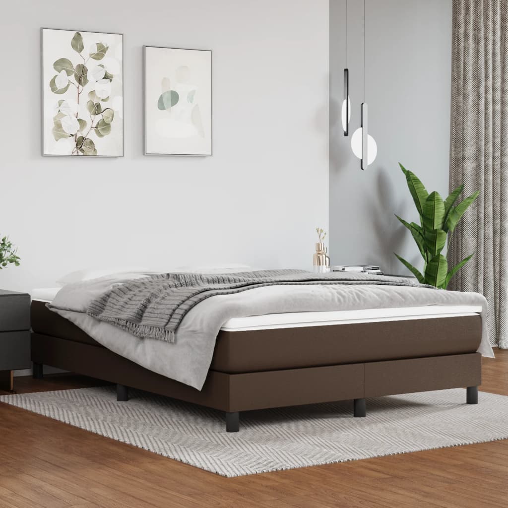 Levně vidaXL Taštičková matrace střední tvrdost hnědá 140 x 190 x 20 cm umělá kůže