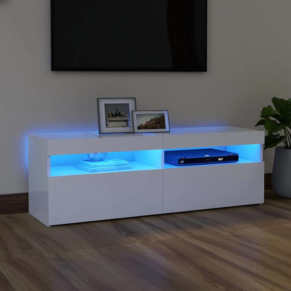 Levně vidaXL TV skříňka s LED osvětlením bílá 120 x 35 x 40 cm