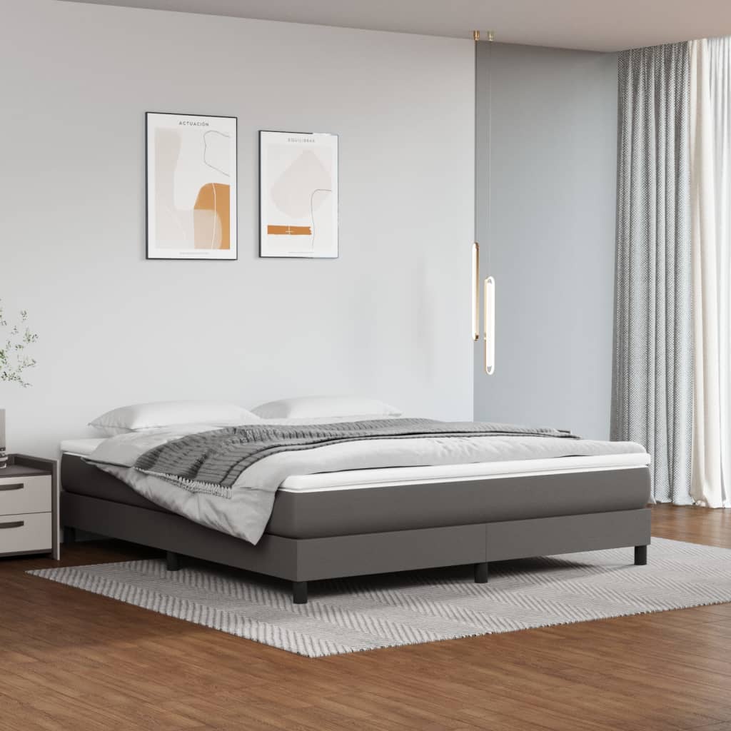 Levně vidaXL Taštičková matrace střední tvrdost šedá 180 x 200 x 20 cm umělá kůže