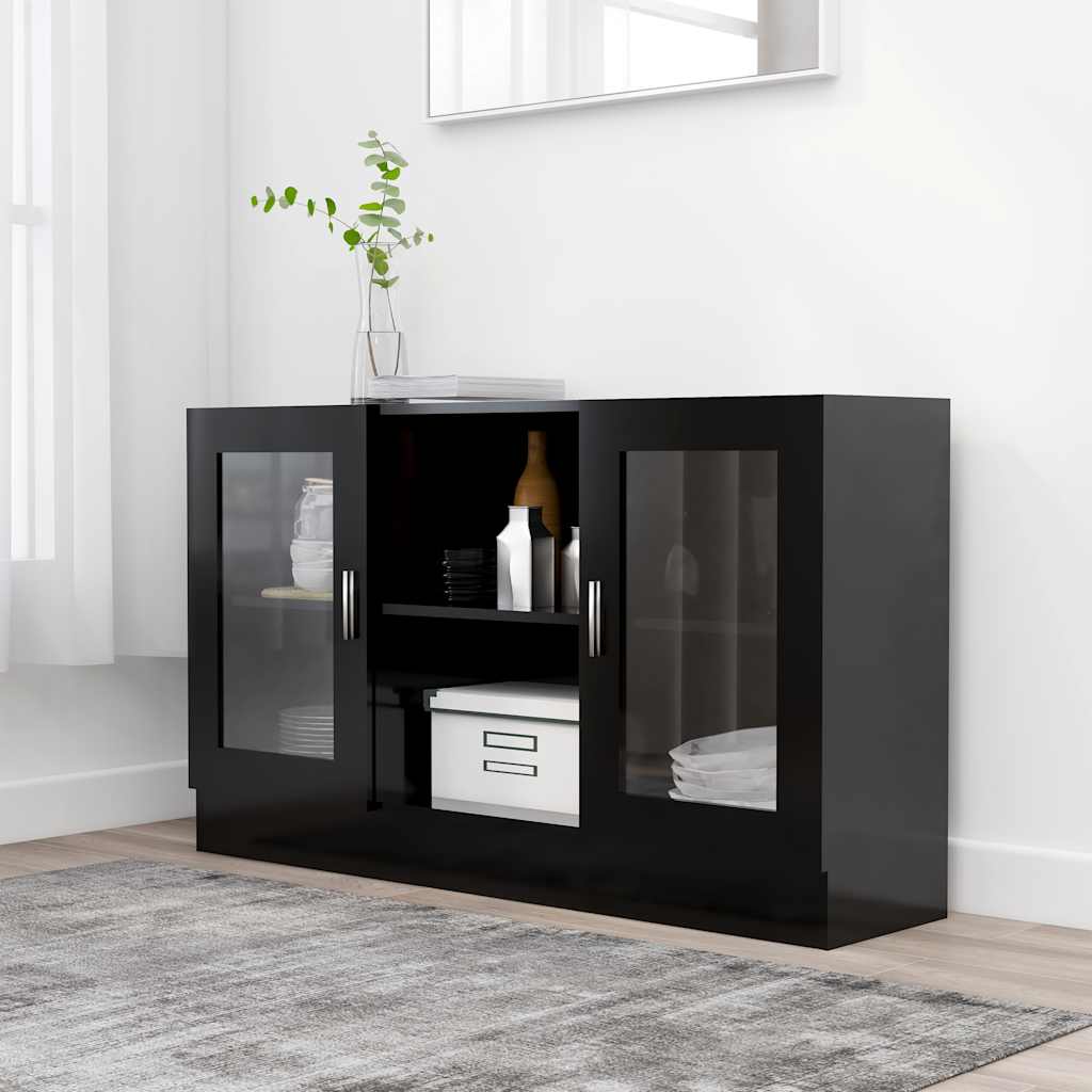 Levně vidaXL Prosklená skříň černá 120 x 30,5 x 70 cm kompozitní dřevo