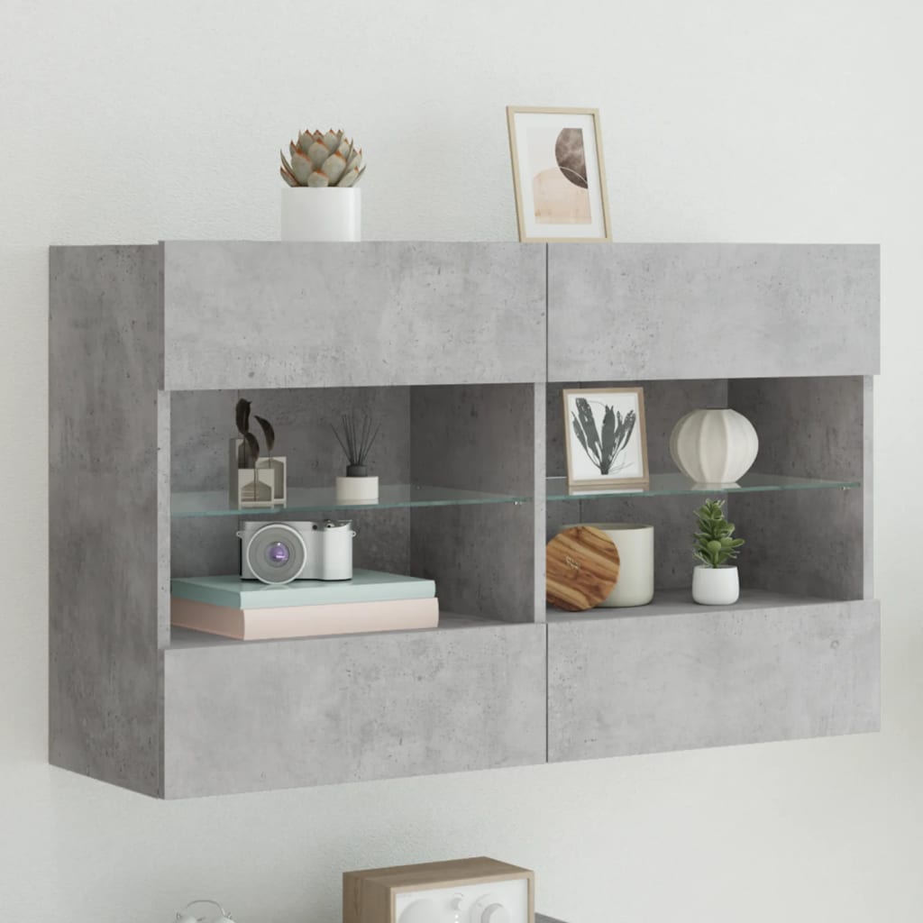 Levně vidaXL Nástěnná TV skříňka s LED betonově šedá 98,5 x 30 x 60,5 cm