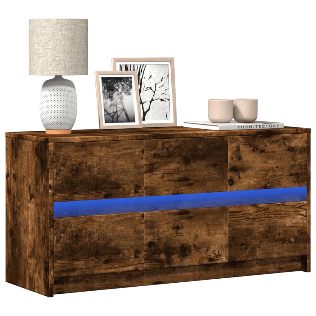 Levně vidaXL TV skříňka s LED kouřový dub 100 x 34 x 50 cm kompozitní dřevo