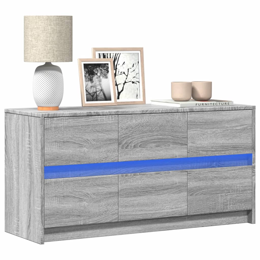 Levně vidaXL TV skříňka s LED šedá sonoma 100 x 34 x 50 cm kompozitní dřevo