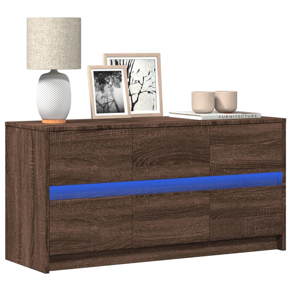 Levně vidaXL TV skříňka s LED hnědý dub 100 x 34 x 50 cm kompozitní dřevo