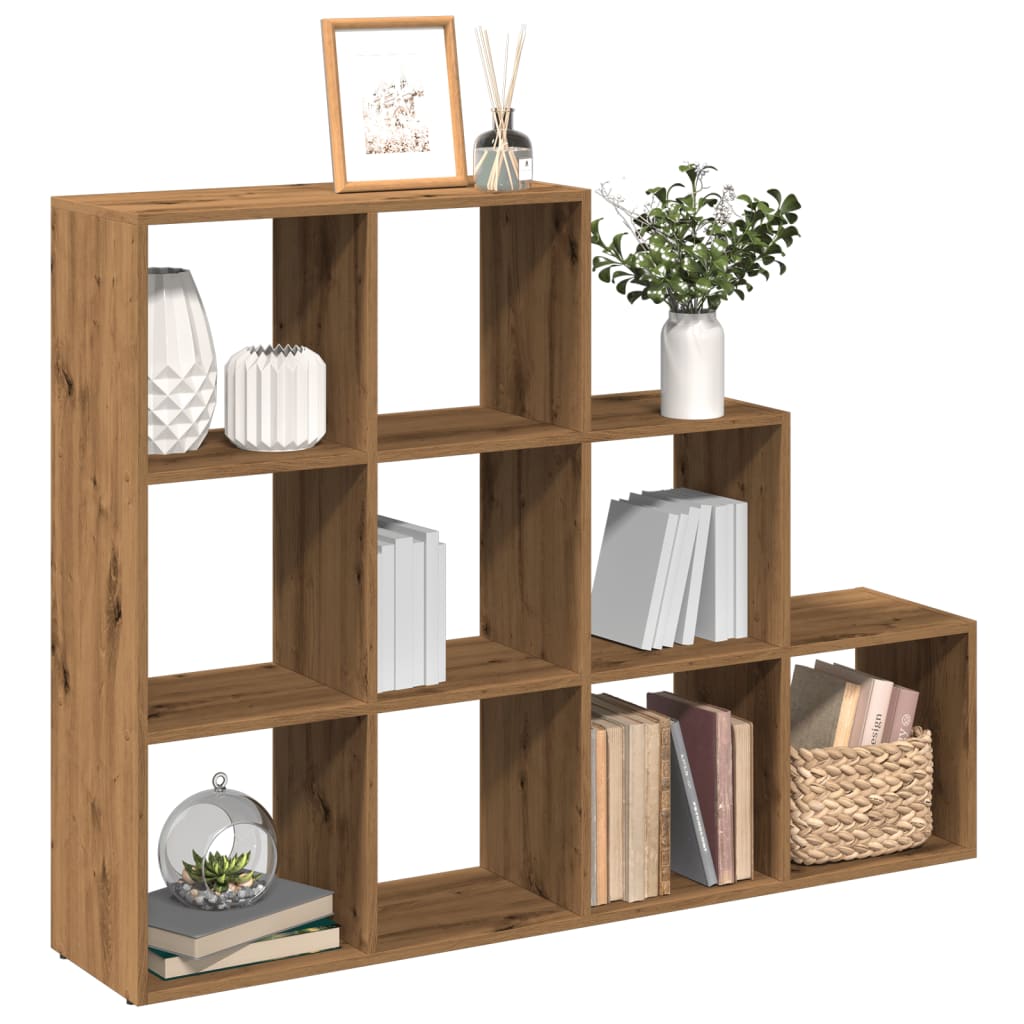 Levně vidaXL Knihovna/dělící stěna 3patrová dub artisan 137,5x29x103,5 cm