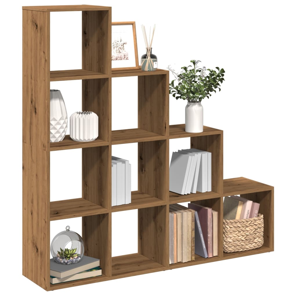 Levně vidaXL Knihovna/dělící stěna 4patrová dub artisan 131,5x29x131,5 cm