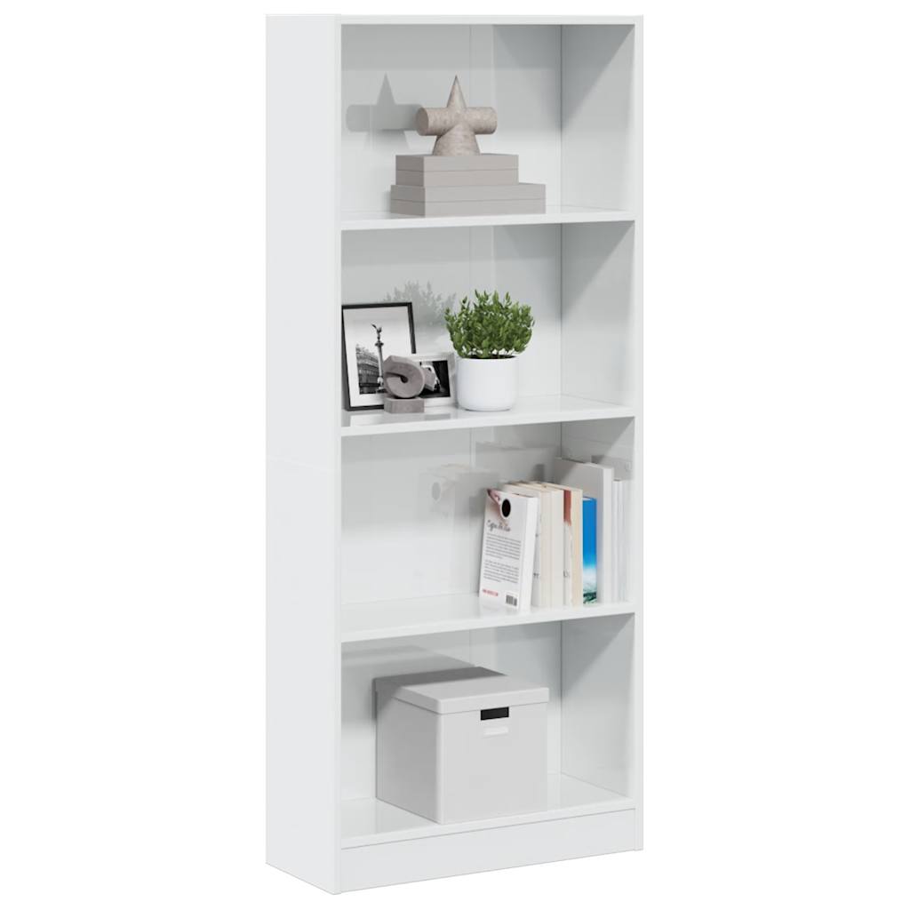 Levně vidaXL Knihovna bílá s vysokým leskem 60x24x143 cm kompozitní dřevo