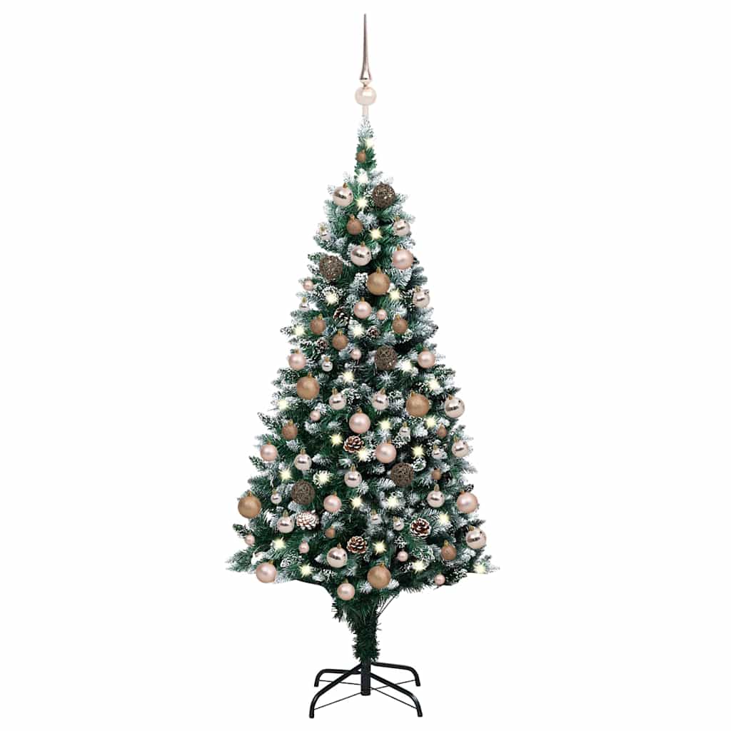 Levně vidaXL Umělý vánoční strom s LED a sadou koulí a šiškami 180 cm