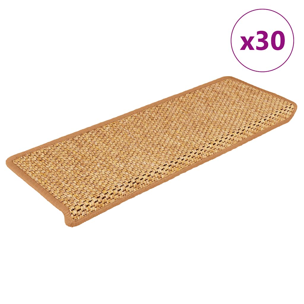Levně vidaXL Samolepicí rohože na schody Sisal-Look 30 ks 65x21x4cm sisal