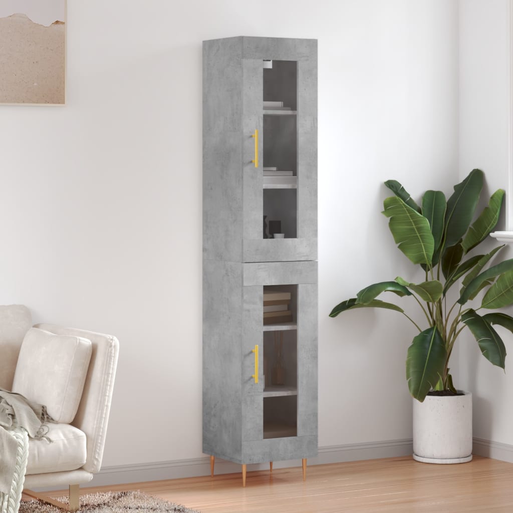 Levně vidaXL Skříň highboard betonově šedá 34,5x34x180 cm kompozitní dřevo