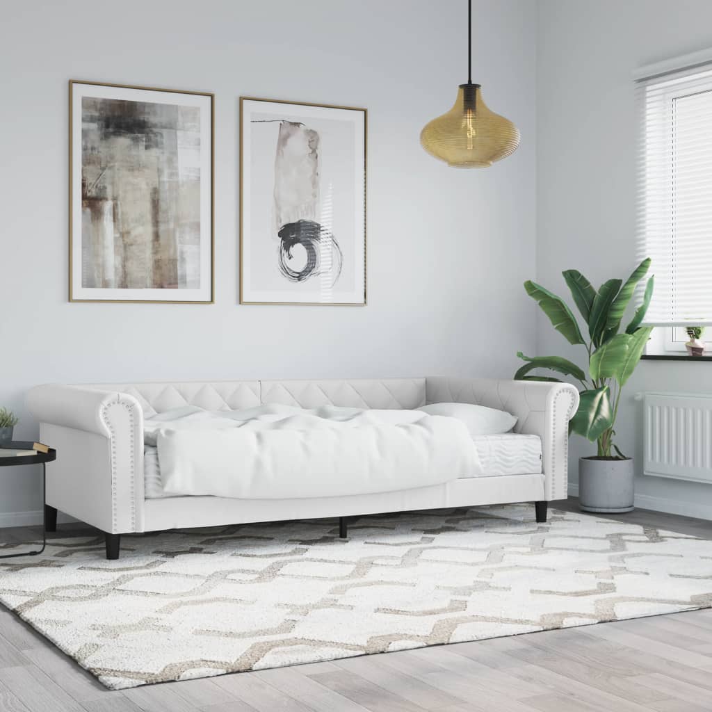 Levně vidaXL Válenda s matrací bílá 90 x 200 cm umělá kůže