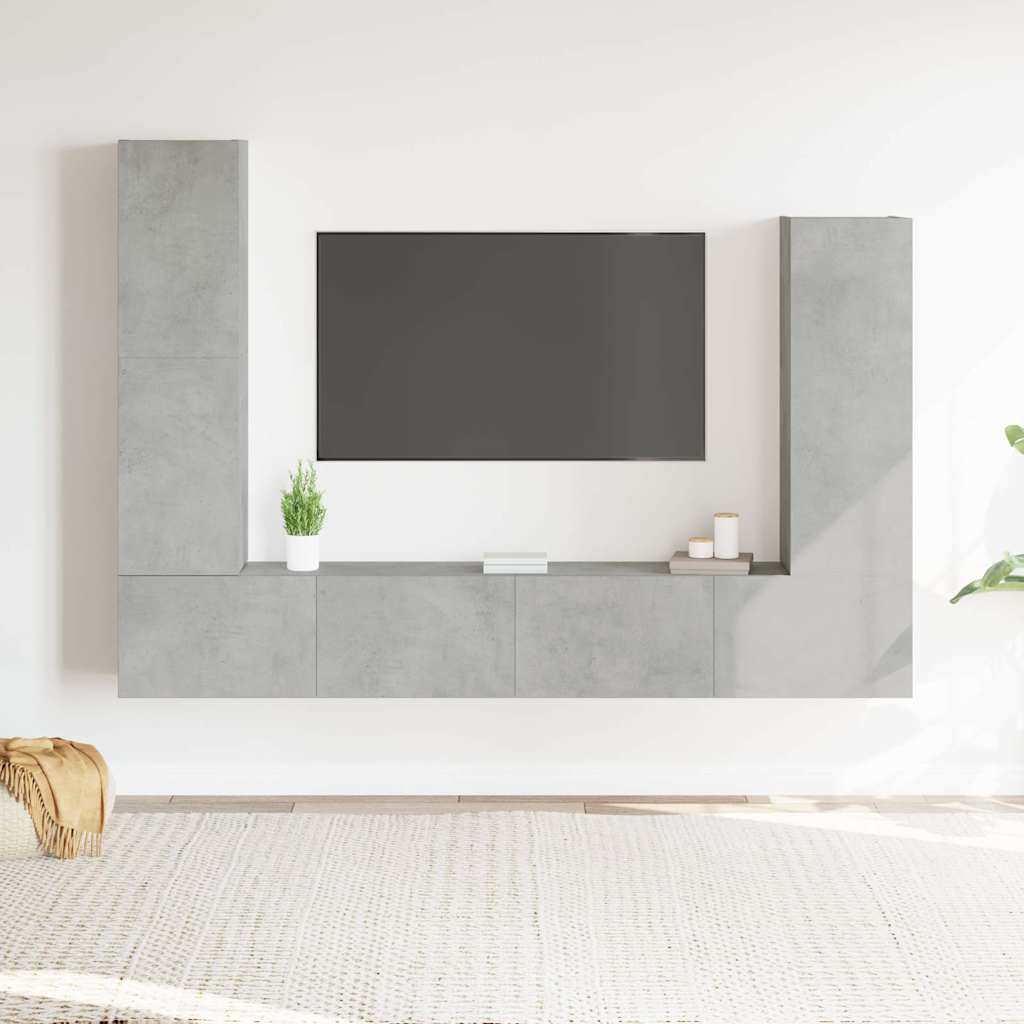 Levně vidaXL 4dílný set TV skříněk betonově šedý kompozitní dřevo