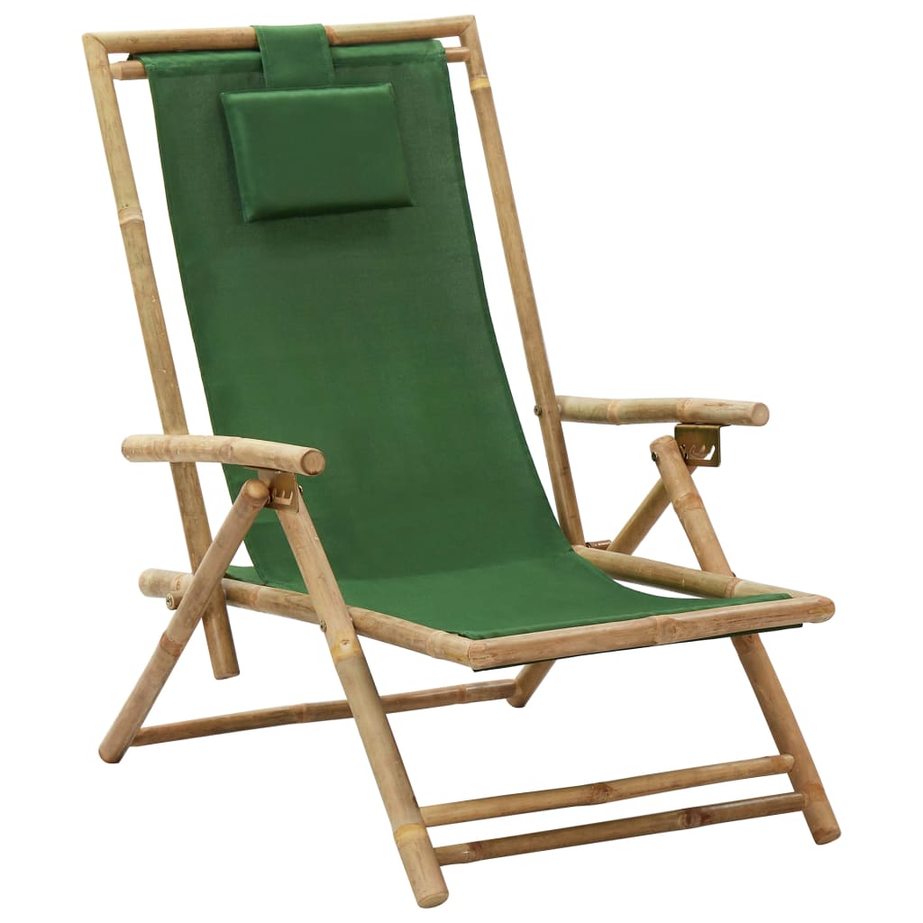 Levně vidaXL Polohovací relaxační křeslo zelené bambus a textil