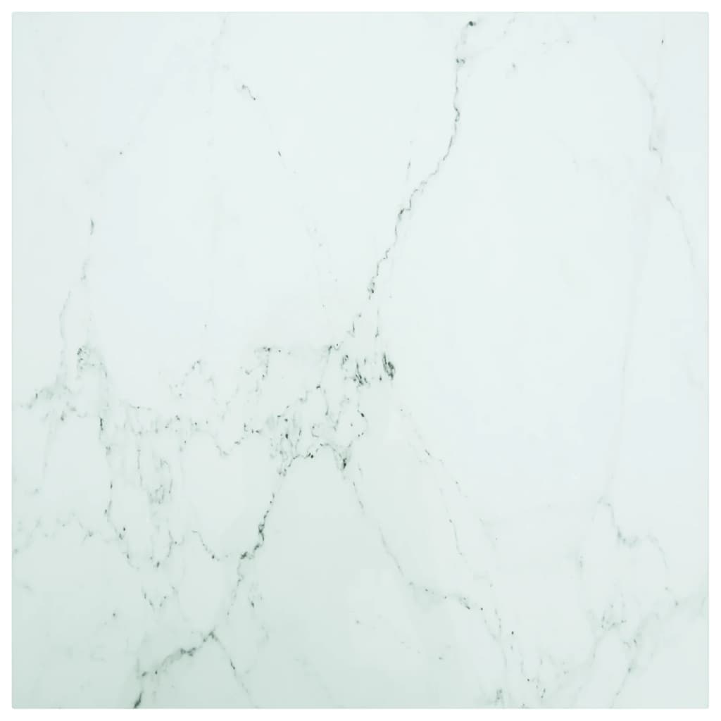 Levně vidaXL Stolní deska bílá 80 x 80 cm 6 mm tvrzené sklo mramorový design