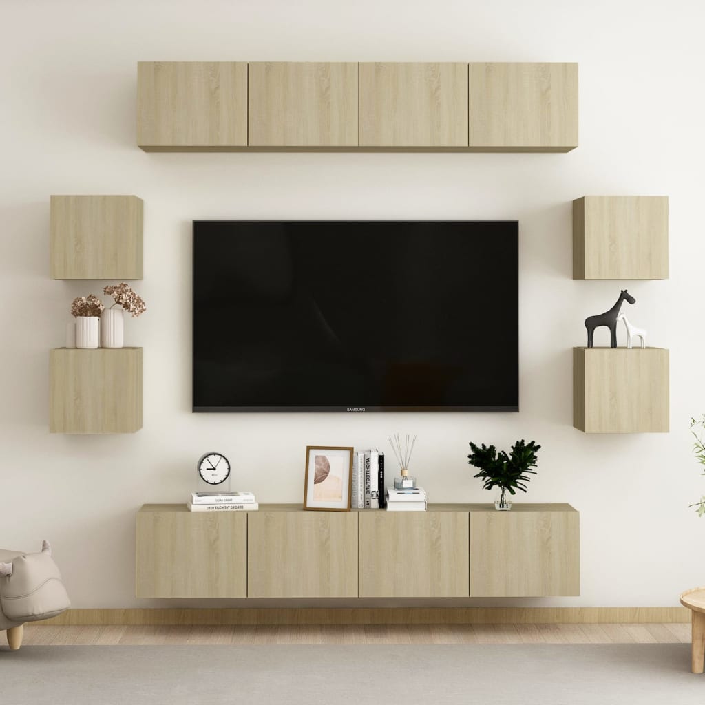 Levně vidaXL 8dílný set TV skříněk dub sonoma kompozitní dřevo