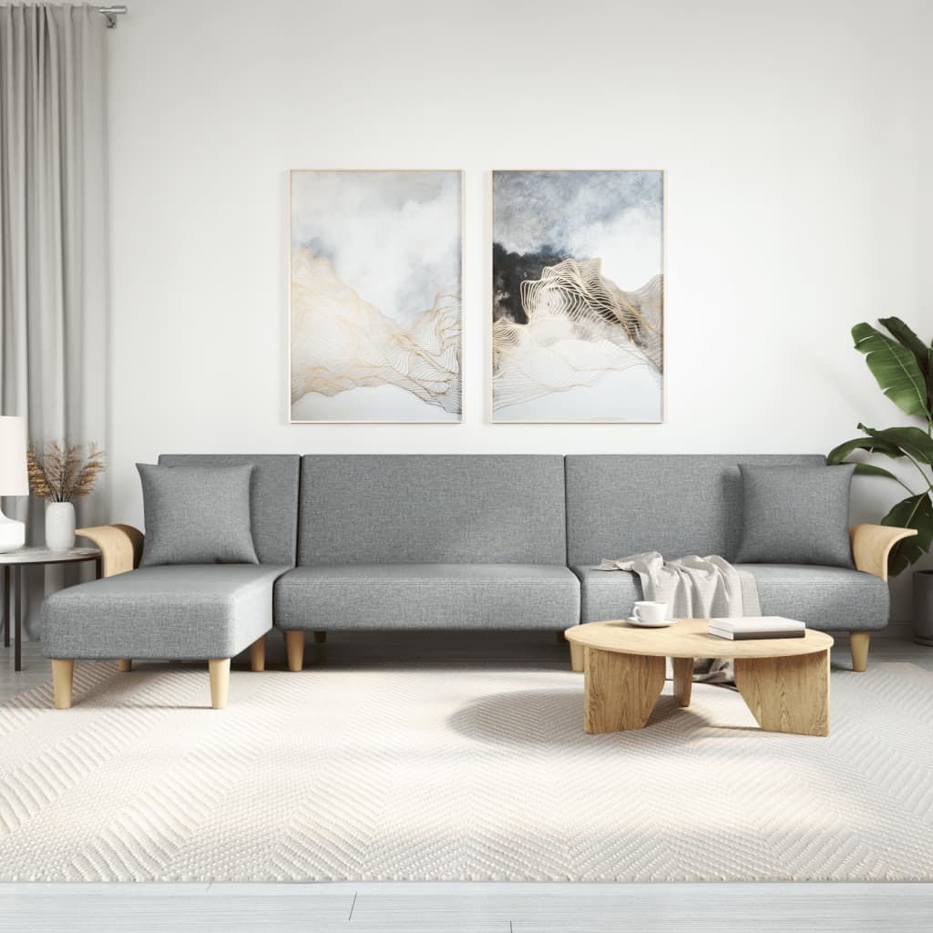 Levně vidaXL Rozkládací pohovka ve tvaru L světle šedá 279x140x70 cm textil
