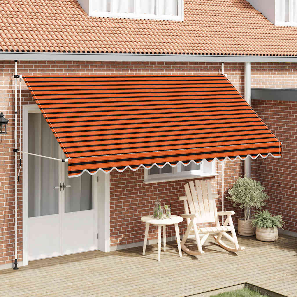 Levně vidaXL Ručně zatahovací markýza 400 cm oranžovo-hnědá