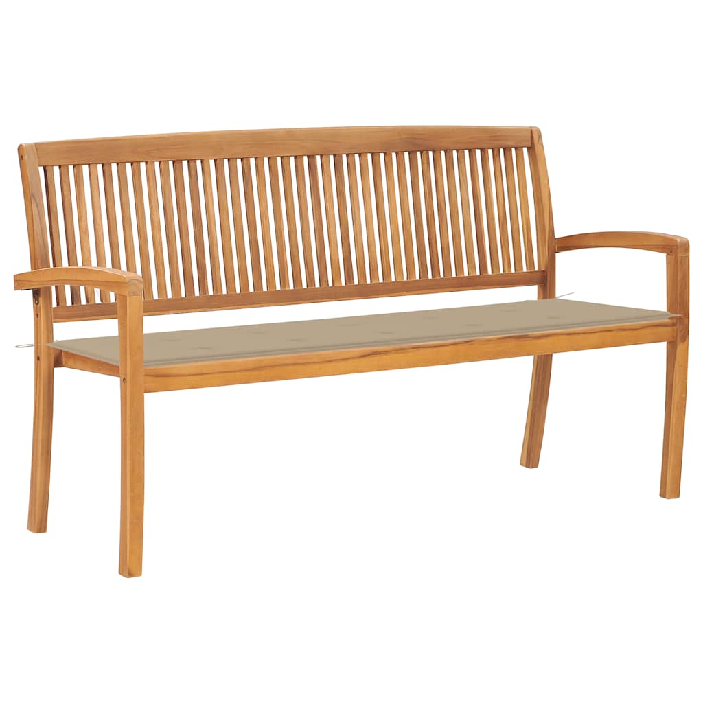 Levně vidaXL Stohovatelná zahradní lavice s poduškou 159 cm masivní teak