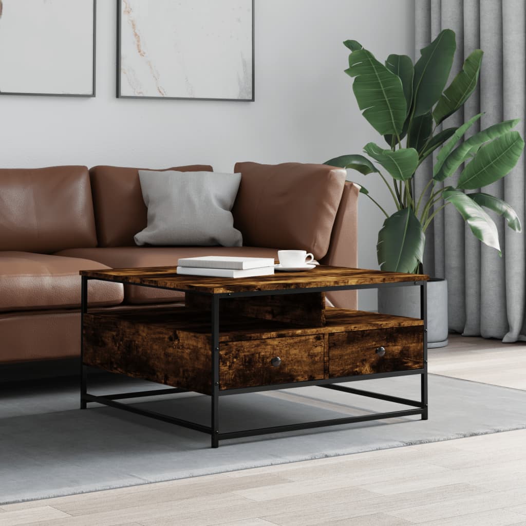 Levně vidaXL Konferenční stolek kouřový dub 80 x 80 x 45 cm kompozitní dřevo
