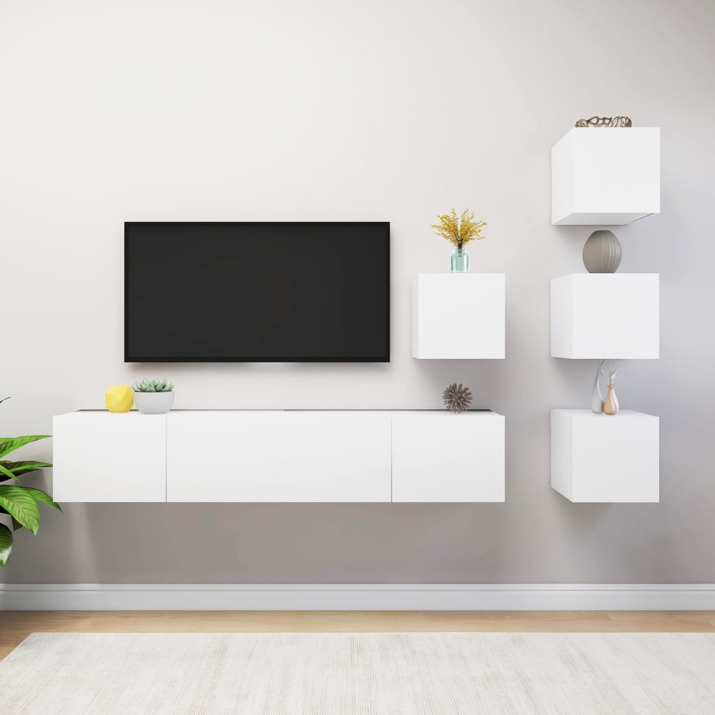 Levně vidaXL 6dílný set TV skříněk bílý dřevotříska