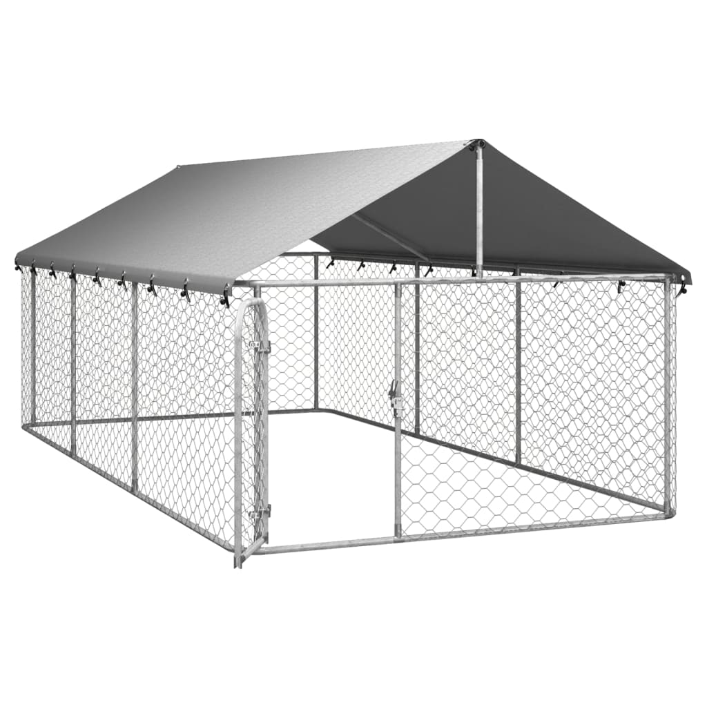 vidaXL Venkovní psí kotec se střechou 400 x 200 x 150 cm