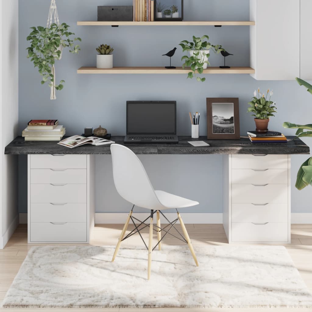 vidaXL Stolní deska tmavě hnědá 220x50x(2-6)cm ošetřený masivní dub