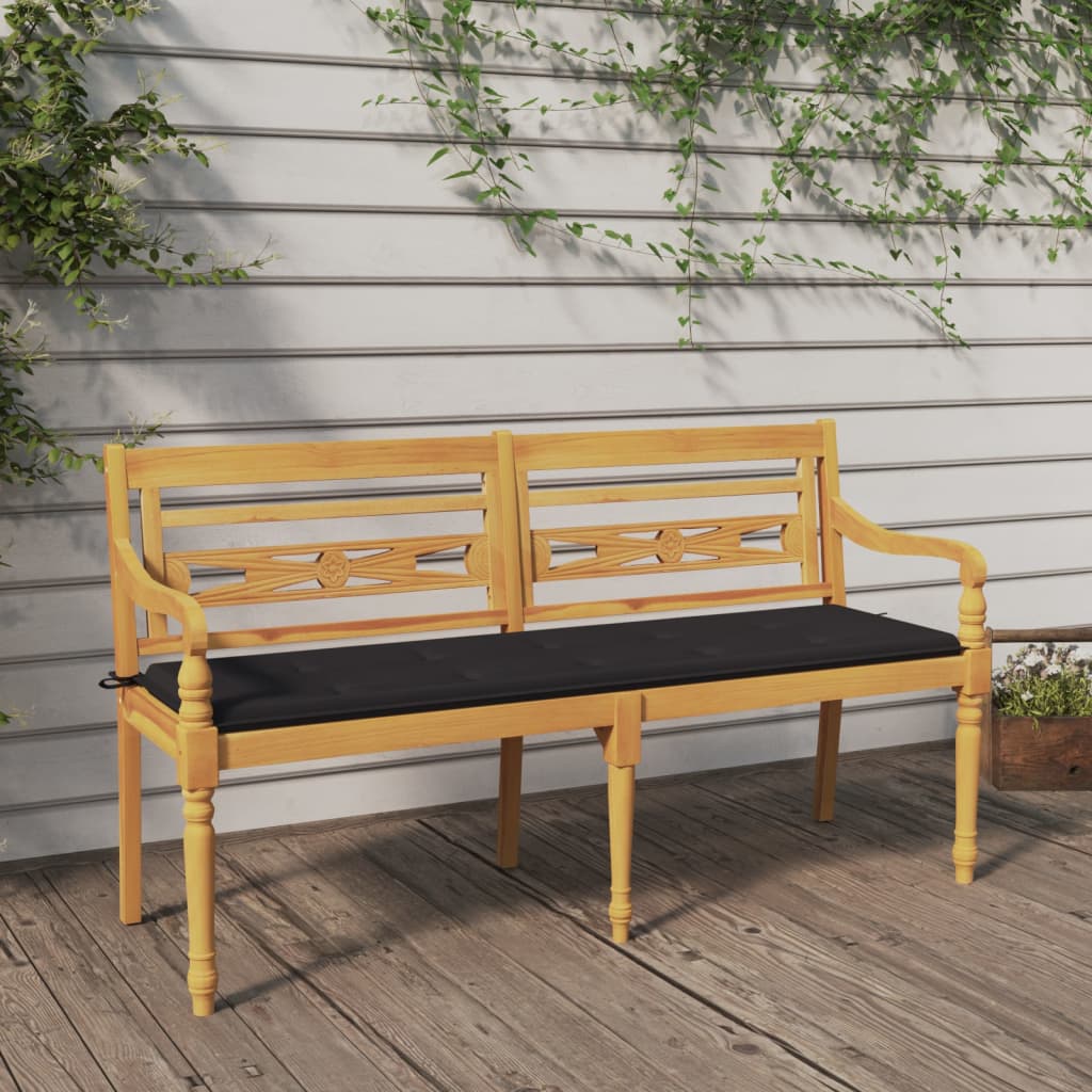 vidaXL Lavice Batavia s antracitovou poduškou 150 cm masivní teak