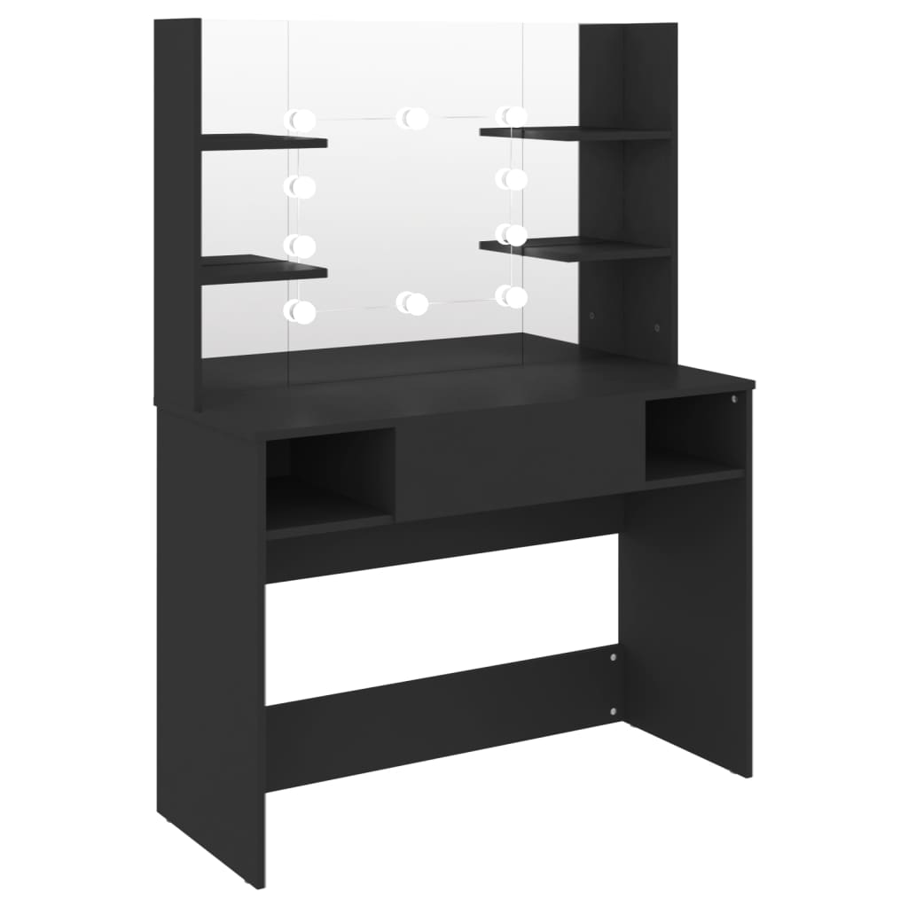 vidaXL Kosmetický stolek s LED světly 100 x 40 x 135 cm MDF černý